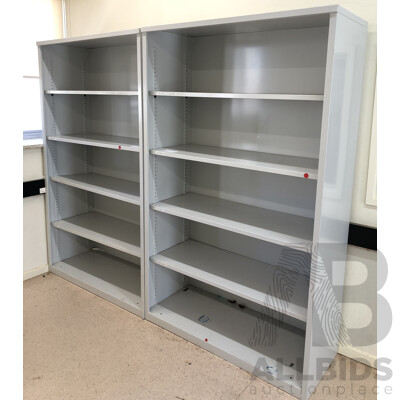 Five Bays of Metal and Laminate Shelving