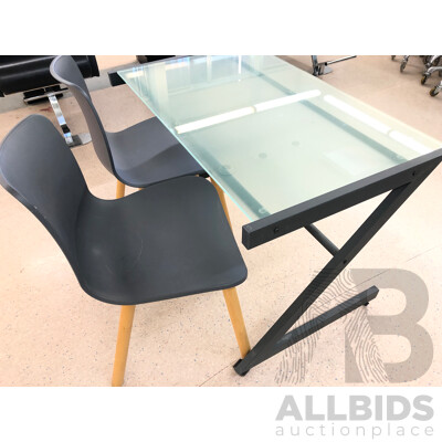 Glass Top Desk with Two Chairs