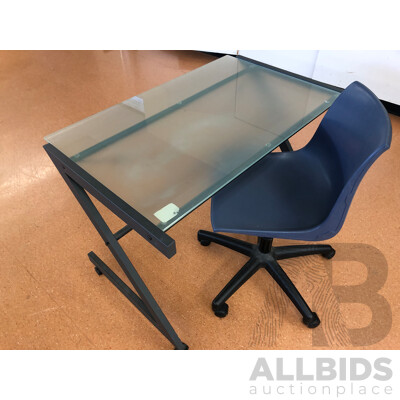 Glass Top Desk with Gaslift Chair