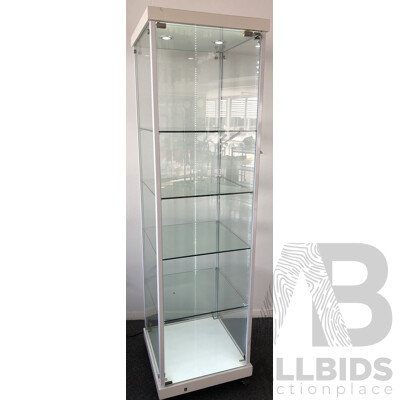 Illuminated Mobile Glass Display Cabinet