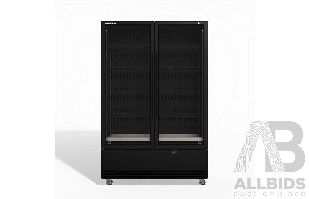 SKOPE BME1200NA 2 Glass Door Display  Fridge - Black - 1079L - RRP $5,438