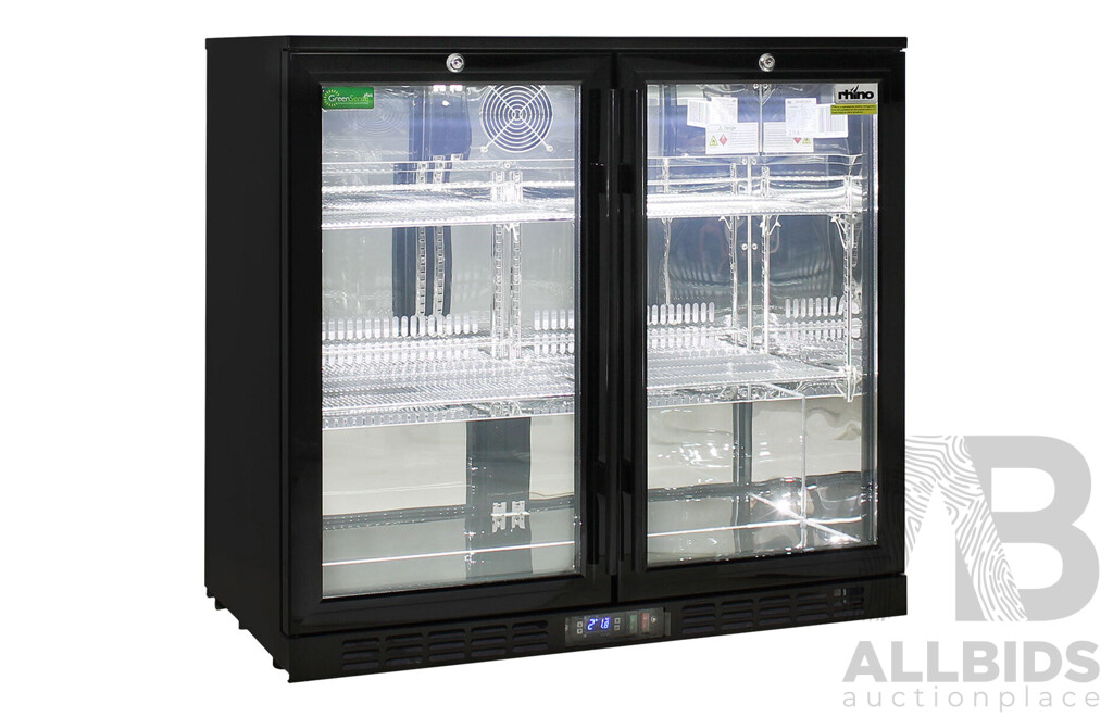 Rhino 208L Double Door Glass Black Back Bar - SG2H-B  - ORP $1,977 - Brand New