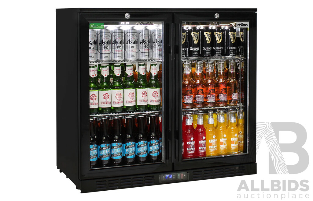 Rhino 208L Double Door Glass Black Back Bar - SG2H-B  - ORP $1,977 - Brand New