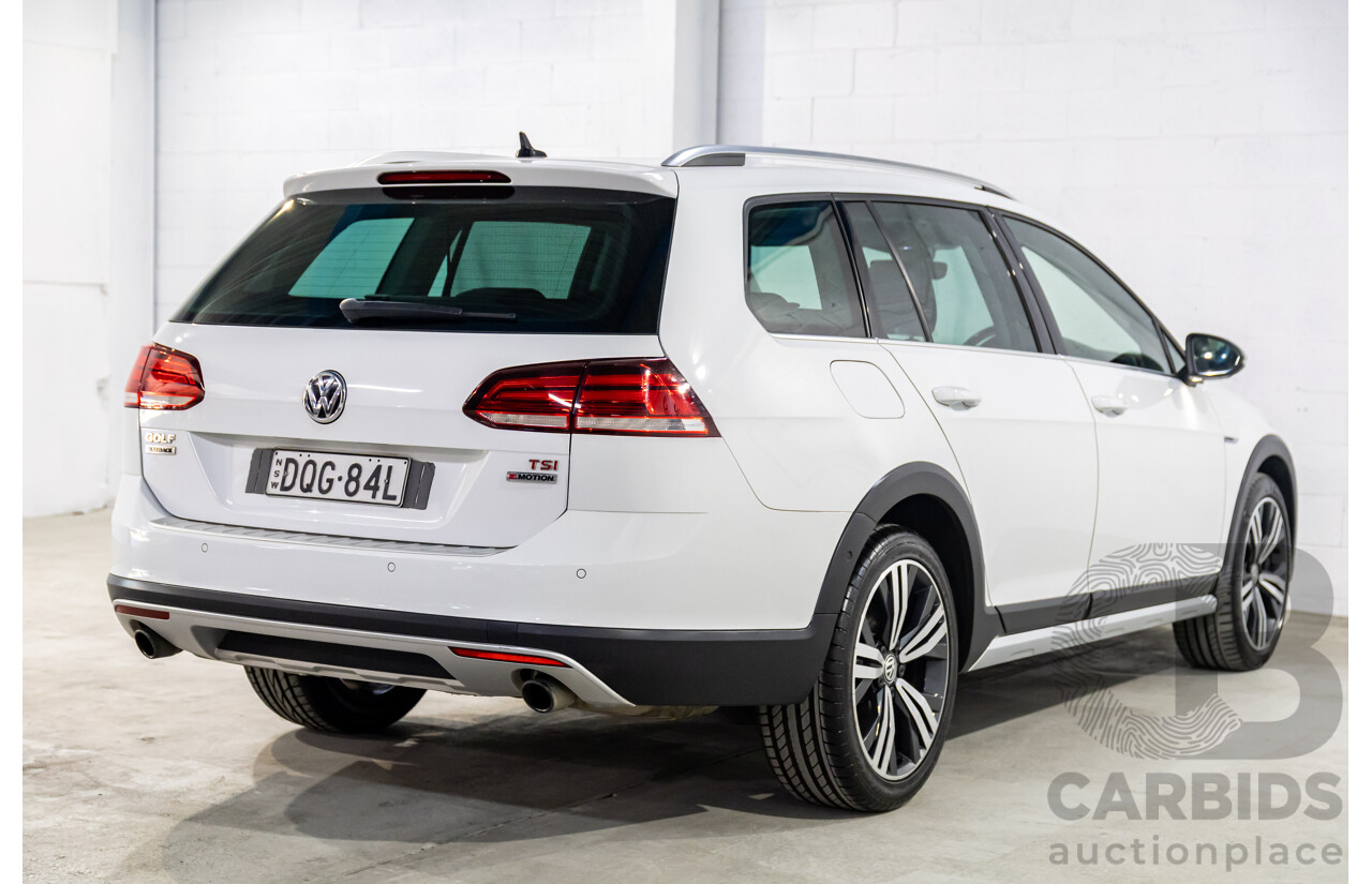 08/2017 Volkswagen Golf Alltrack Premium 132 TSI (AWD) Mk7.5 AU MY18 4d Wagon Pure White Turbo 1.8L