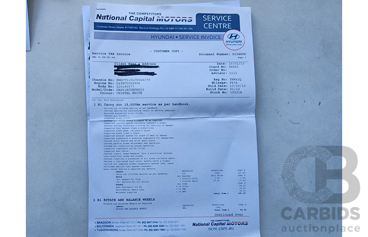 3/2012 Hyundai Accent Active CRDi RB 5d Hatchback White 1.6L