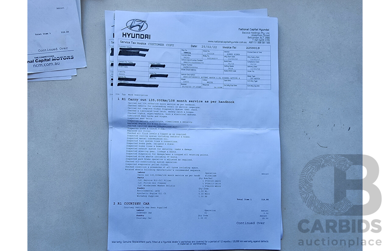3/2012 Hyundai Accent Active CRDi RB 5d Hatchback White 1.6L