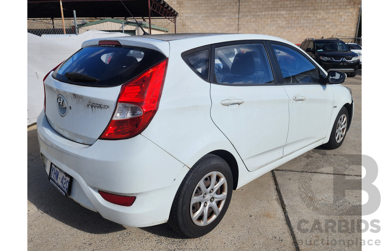 3/2012 Hyundai Accent Active CRDi RB 5d Hatchback White 1.6L
