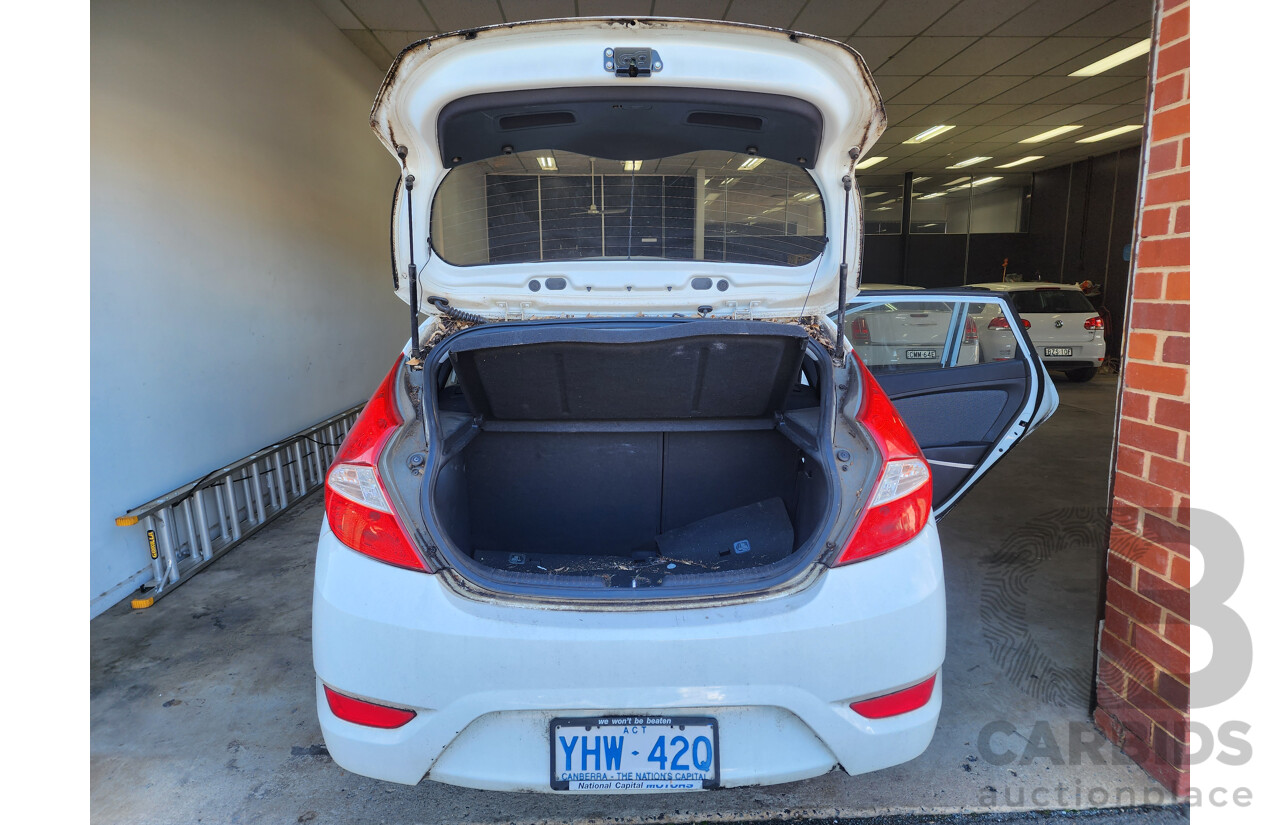 3/2012 Hyundai Accent Active CRDi RB 5d Hatchback White 1.6L