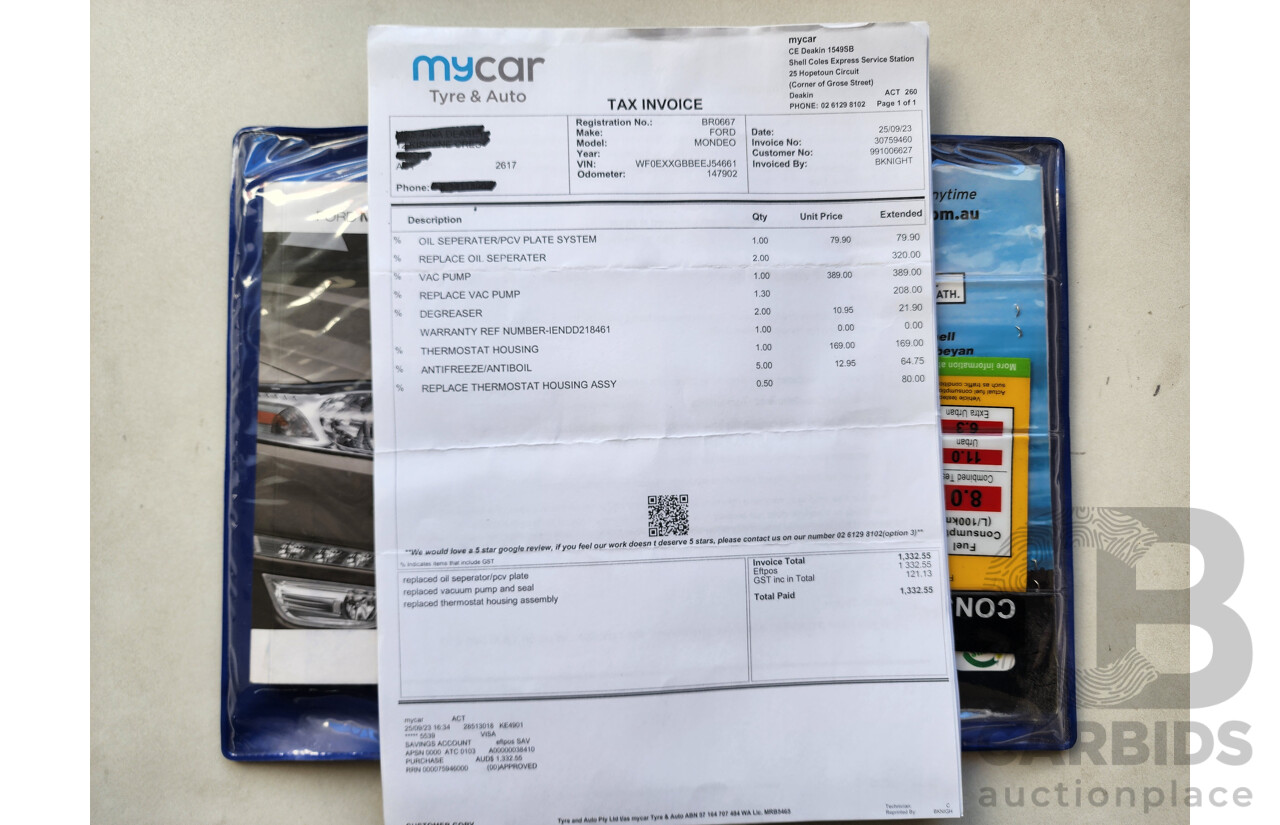 7/2014 Ford Mondeo Zetec MC 5d Hatchback White 2.0L