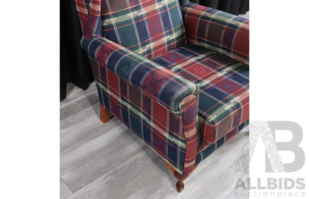 Pair of Tartan Wing Back Lounge Chairs
