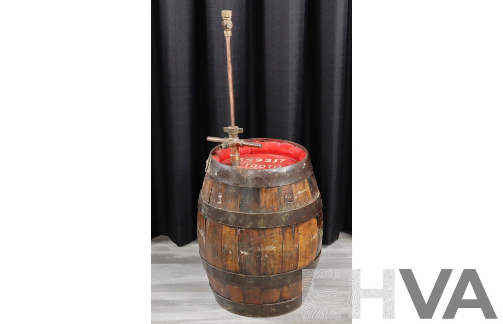 Vintage Timber Tooth and Co Beer Keg with Brass Tap