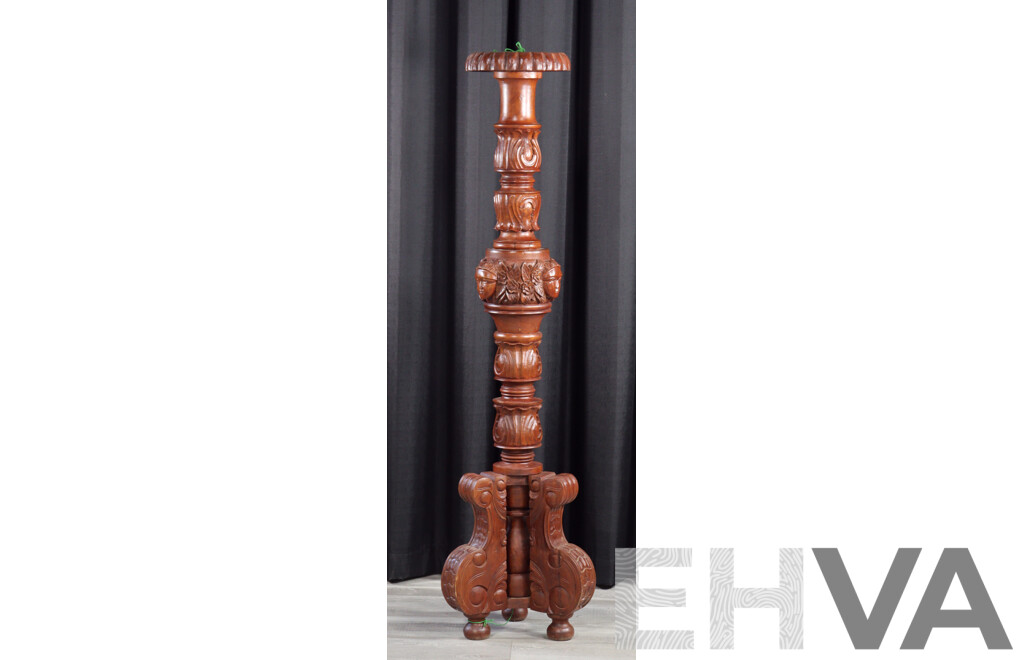 Large Heavily Carved Torchère