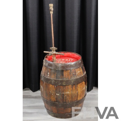 Vintage Timber Tooth and Co Beer Keg with Brass Tap