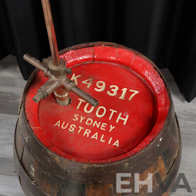 Vintage Timber Tooth and Co Beer Keg with Brass Tap