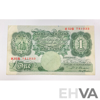 United Kingdom One Pound Note, Green Beale H 25 B 741033