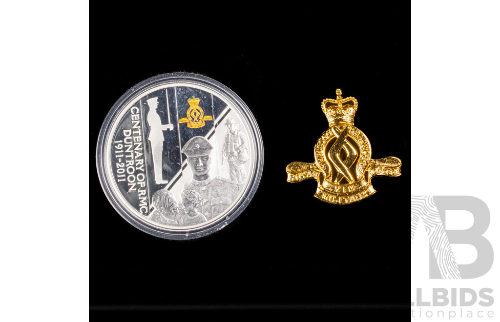 Australian Perth Mint 2011 Silver Proof Coin & Badge Set, Centenary of RMC Duntroon .999