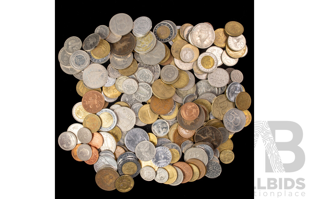 Collection of International Coins Including Germany, Italy, Indonesia, Poland, China, Silver UK, NZ and USA - Approximately 950 Grams