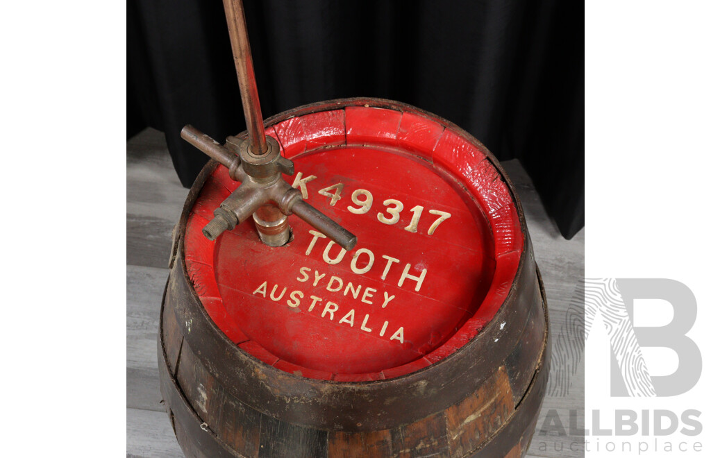 Vintage Timber Tooth and Co Beer Keg with Brass Tap