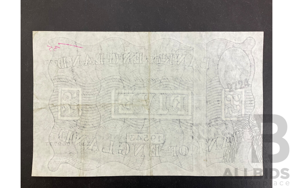 United Kingdom Bank of England Five Pound Note, Beale X36 009777