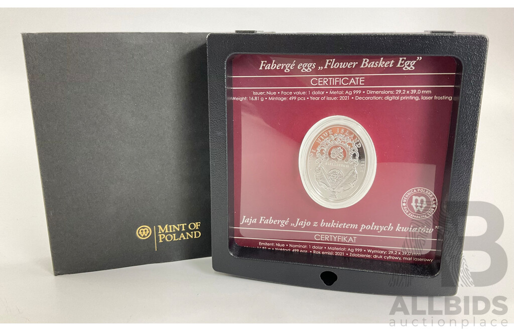 Nieu Island Mint of Poland 2021 Silver One Dollar, Faberge Egg.999