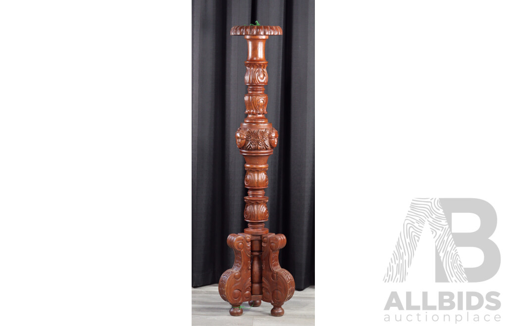 Large Heavily Carved Torchère