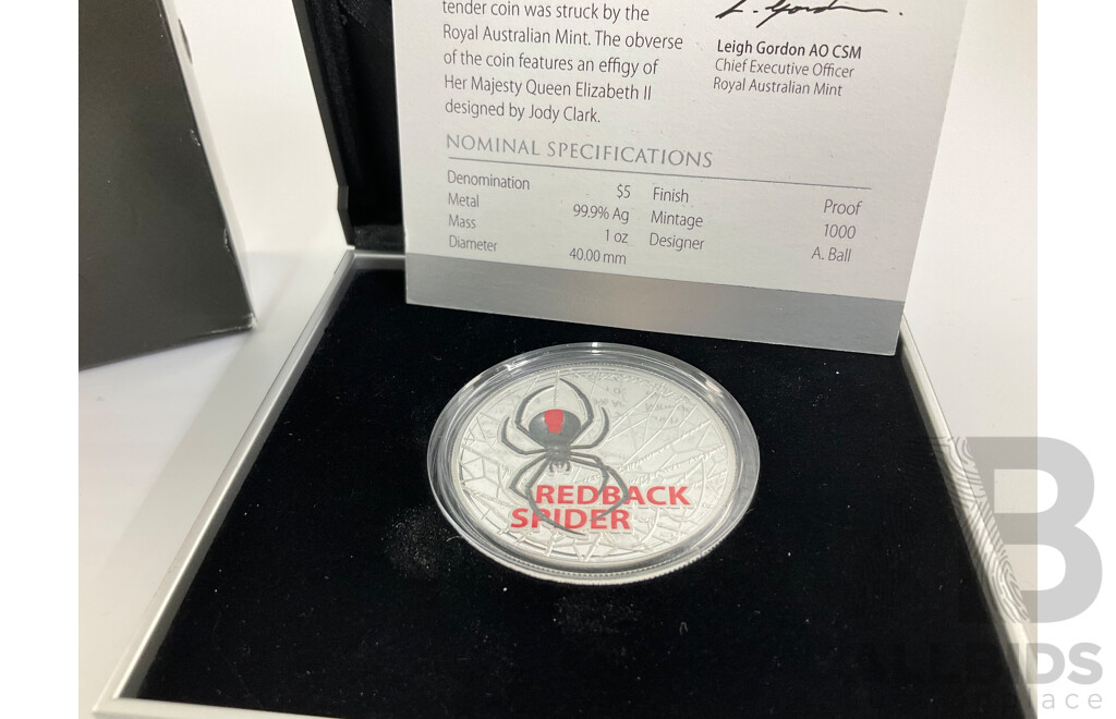 Australian RAM 2021 Silver Proof One Dollar Coin, Australian Redback .999