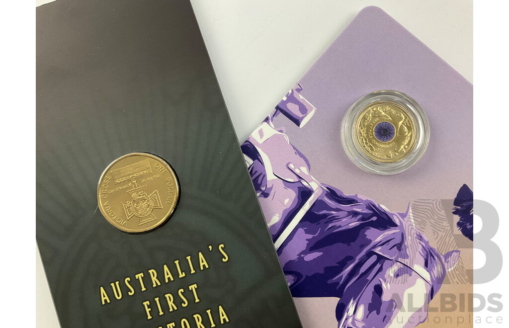 Australian Commemorative Coins, 2000 One Dollar First Victoria Cross Signed by Keith Payne, 2024 Two Dollar War Animals Remembrance