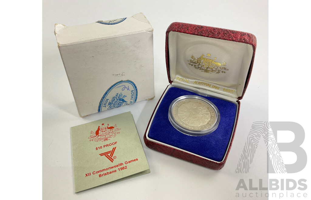 Australian 1982 Silver Proof Ten Dollar Coin, Commonwealth Games .925