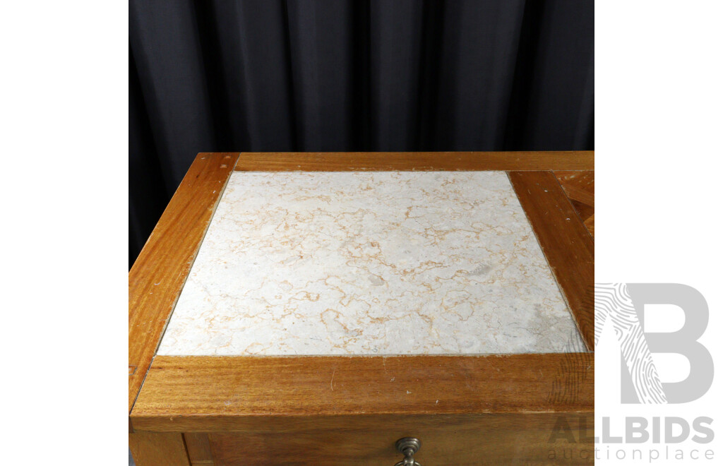 Modern Timber Kitchen Island with Marble Insert