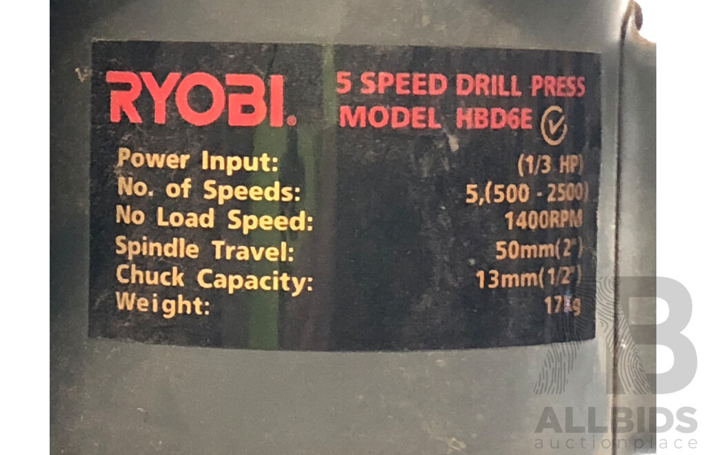 Ryobi 5 Speed Electric Pedestal Drill Press
