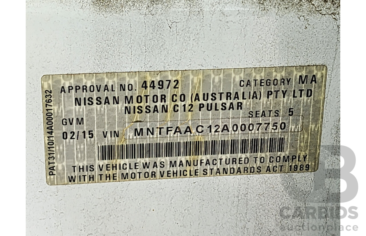 2/2015 Nissan Pulsar ST C12 SERIES 2 5d Hatchback White 1.8L
