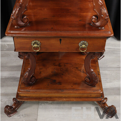 Impressive Victorian Mahogany Three Tier What Not with Marble Top