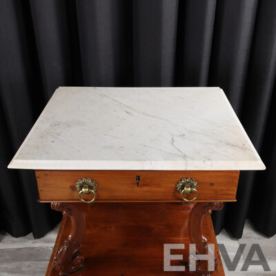 Impressive Victorian Mahogany Three Tier What Not with Marble Top