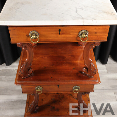 Impressive Victorian Mahogany Three Tier What Not with Marble Top