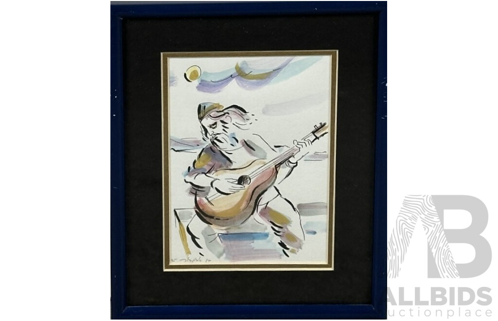 Artists Unknown, (20th Century, Middle Eastern School), Quartet of Musicians (1995), Collection of Four Original Ink & Watercolours, 25 x 20 cm (frames) (4)