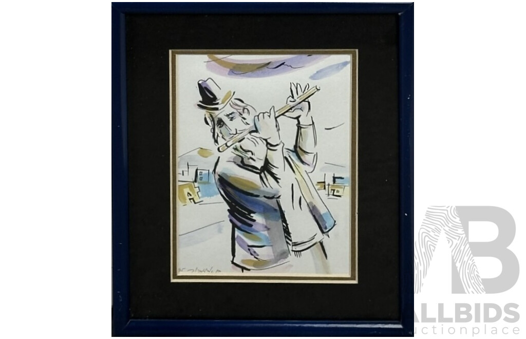 Artists Unknown, (20th Century, Middle Eastern School), Quartet of Musicians (1995), Collection of Four Original Ink & Watercolours, 25 x 20 cm (frames) (4)