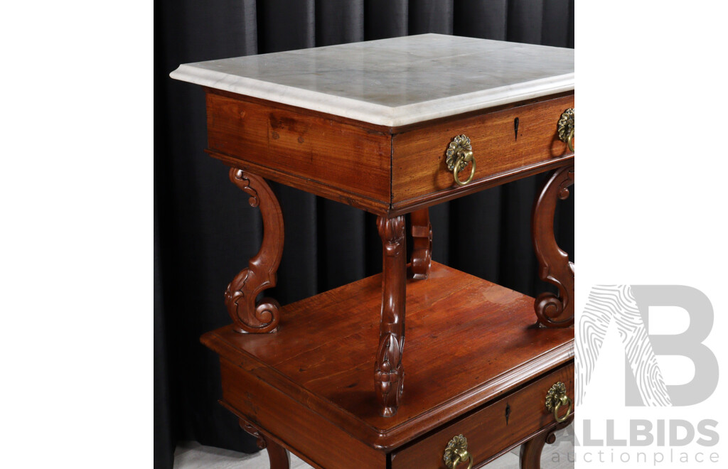 Impressive Victorian Mahogany Three Tier What Not with Marble Top