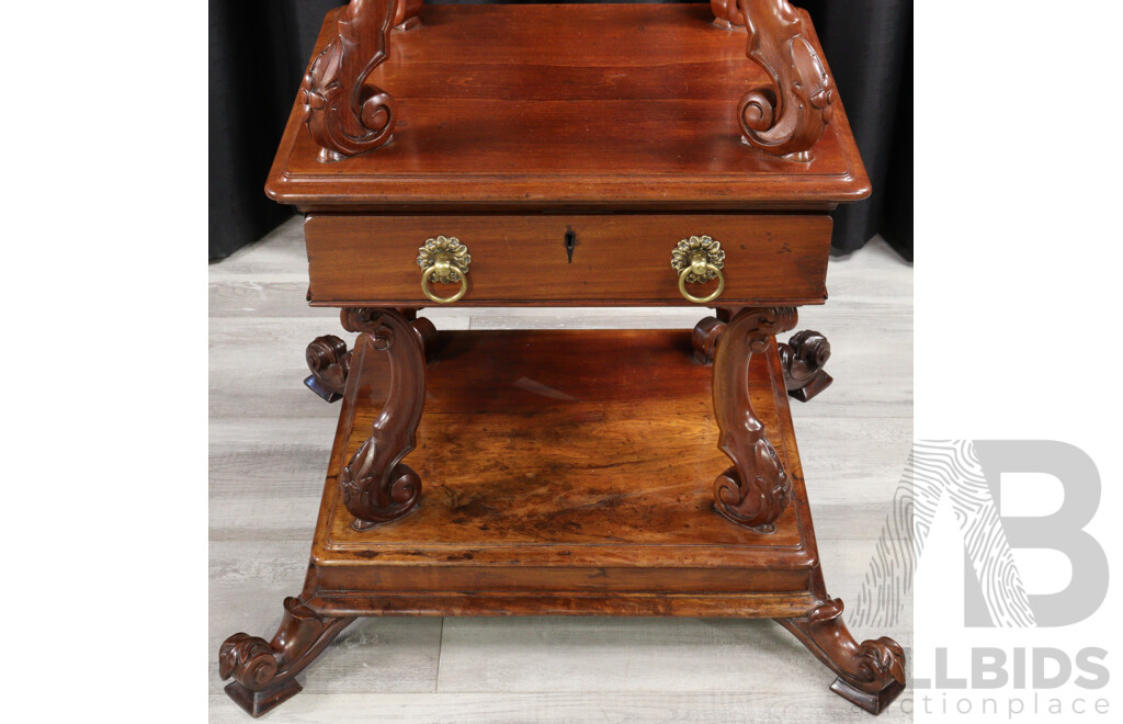 Impressive Victorian Mahogany Three Tier What Not with Marble Top