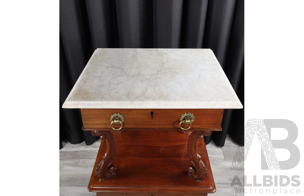 Impressive Victorian Mahogany Three Tier What Not with Marble Top