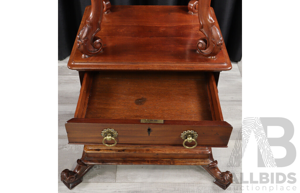 Impressive Victorian Mahogany Three Tier What-Not with Marble Top