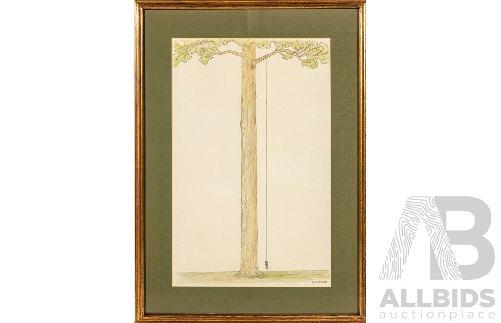 Slava Syssoev (20th Century, Russian, 1937-), Transporting Missiles Through Snow & Hanging From High Tree, Pair Very Interesting Original Ink & Watercolours, 34 x 48 cm & 48 x 34 cm (frames) (2)