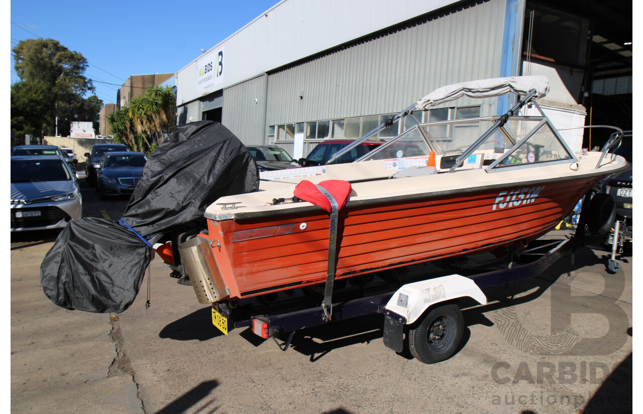 5m Fiberglass Runabout Boat with 90Hp Mariner Motor and Trailer
