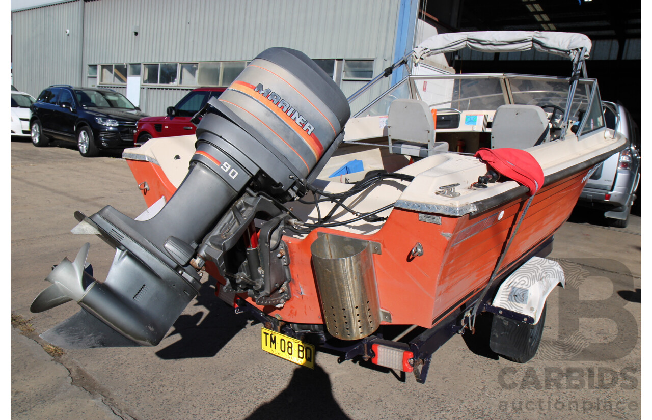 5m Fiberglass Runabout Boat with 90Hp Mariner Motor and Trailer