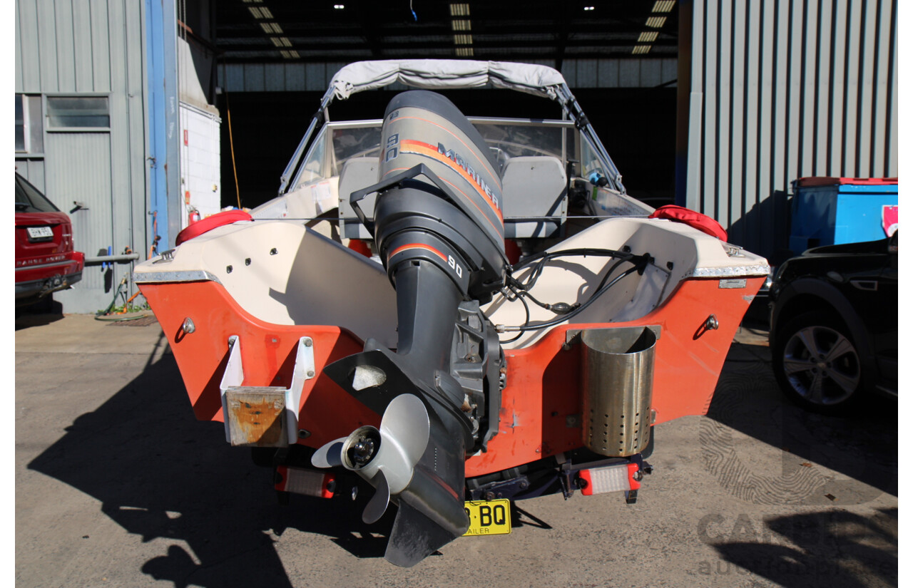 5m Fiberglass Runabout Boat with 90Hp Mariner Motor and Trailer