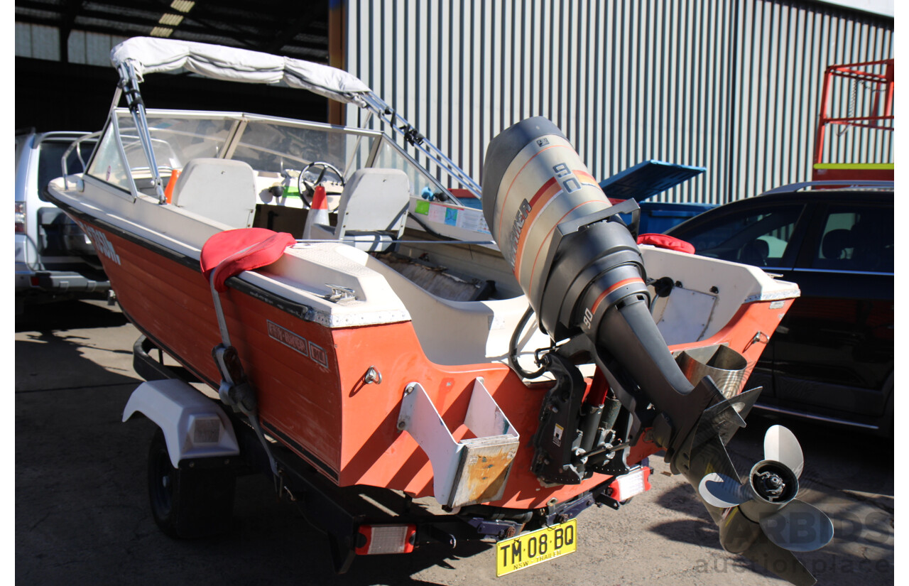 5m Fiberglass Runabout Boat with 90Hp Mariner Motor and Trailer
