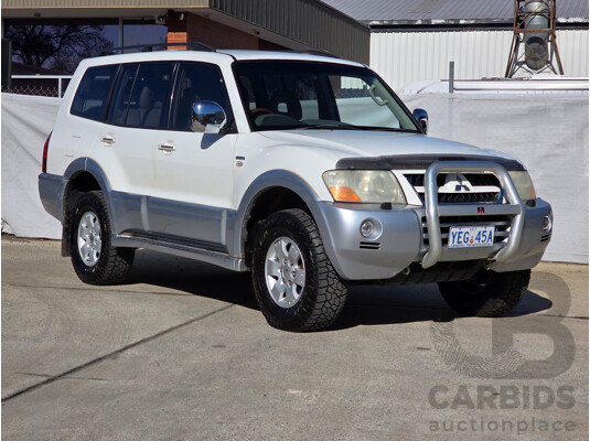 12/2003 Mitsubishi Pajero Exceed LWB (4x4) NP 4d Wagon White 3.8L - 7 Seats Dual Fuel