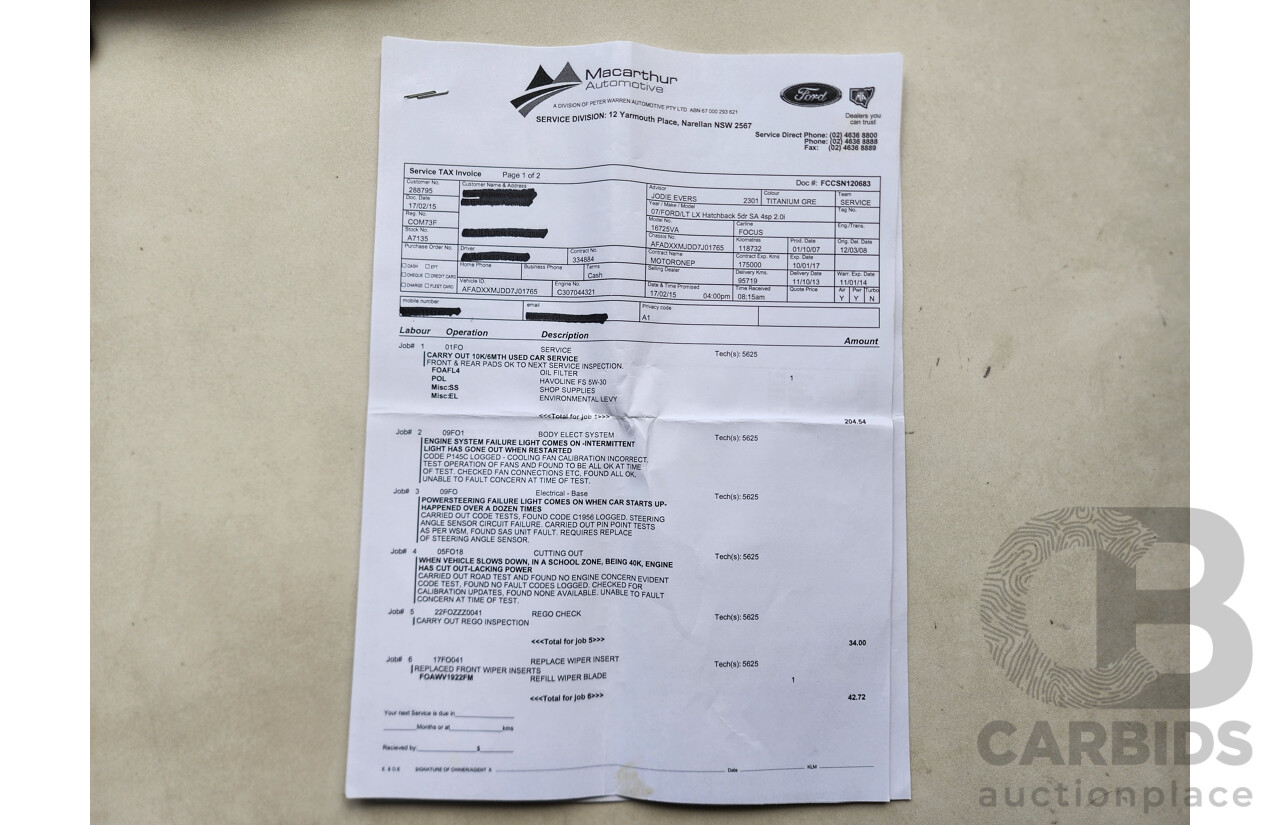 11/2007 Ford Focus LX LT 5d Hatchback Grey 2.0L