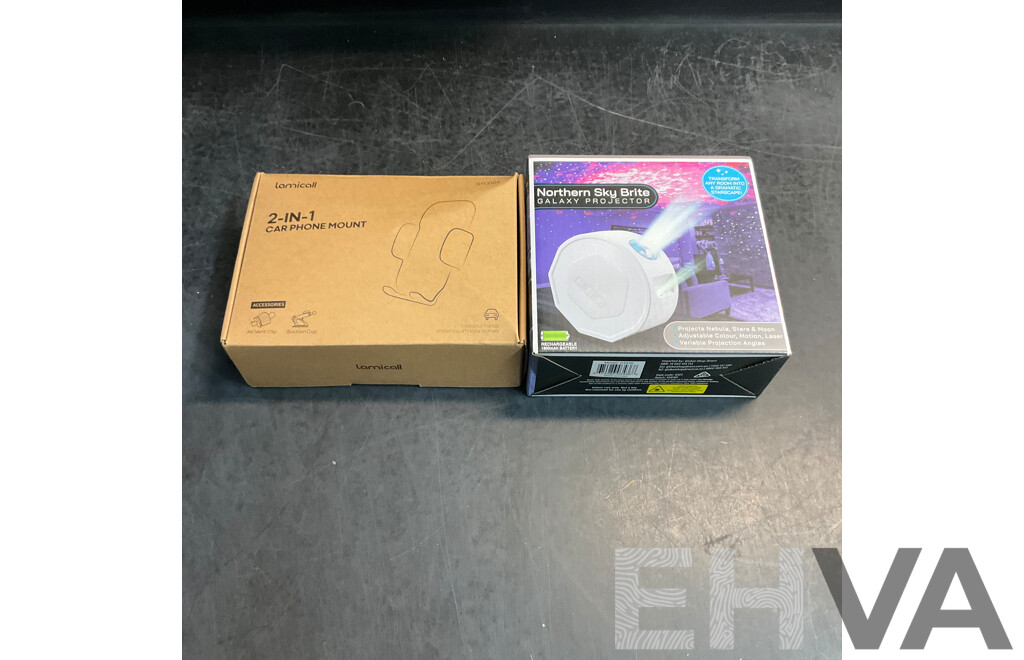 Northern Sky Brite Galaxy Projector & Lamicall 2 in 1 Car Phone Mount - Lot of 2