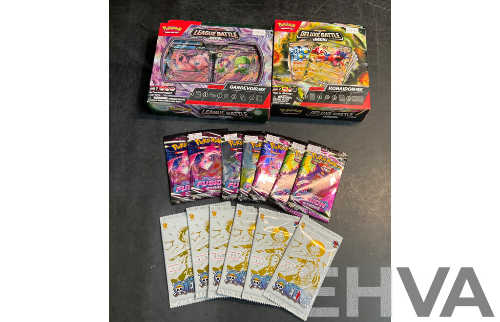 Pokémon League Battle & Deluxe Battle Game Card Sets & Fusion Strike Packs & One Piece Packs