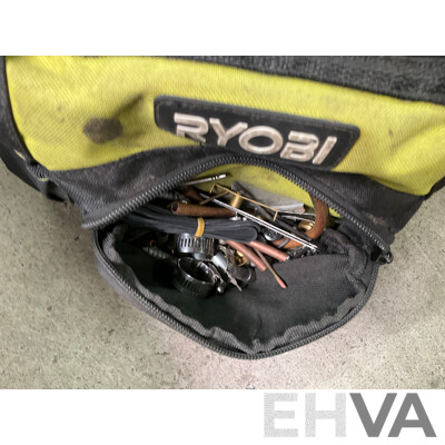 RYOBI Tool Bags with Tools and Hammer Drill with Battery